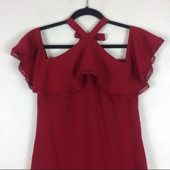 Shoshanna Red Laight Cold Shoulder Dress- GORG!! - Picture 5 of 16